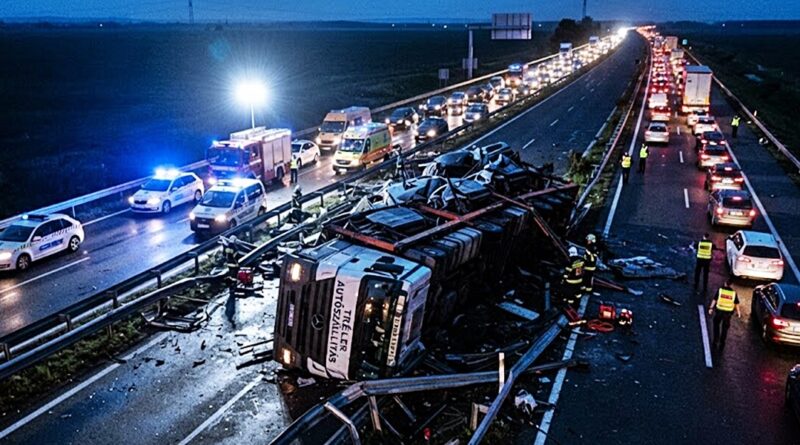 Súlyos baleset az M1-esen: átszakította a szalagkorlátot egy tréler, hatalmas a torlódás